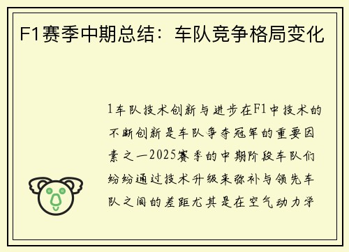 F1赛季中期总结：车队竞争格局变化