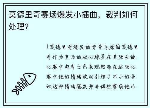 莫德里奇赛场爆发小插曲，裁判如何处理？