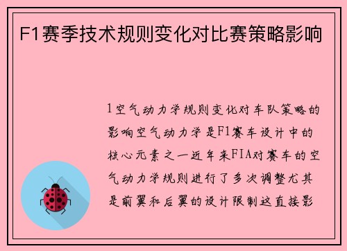 F1赛季技术规则变化对比赛策略影响